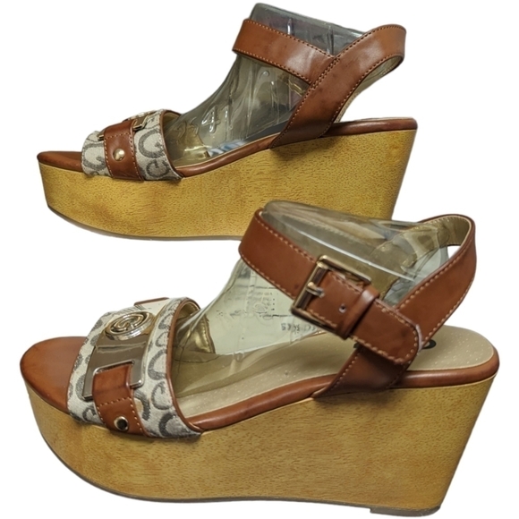 GBG Guess Dana Platform Wedge Sandals Size 6‎ 1/2M - Picture 3 of 11
